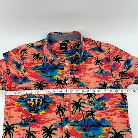 Vans Hawaiian Palm Tree Camping Shirt Mens M Tailored Fit Short Sleeve Button Up - Picture 5 of 7